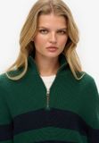 Superdry Oversized Classics trui van katoen met halve rits en strepen - Dames - L