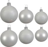 Kaemingk B.V. Lot complet de boules de Noël en verre blanc hiver brillant/mat 26x pièces