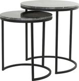 Light & Living Bijzettafel Alfio - Zwart - Ø49cm - Modern