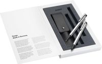 LAMY logo set matt | Balpen 205 + potlood 105 | Inclusief LAMY M16 vulling & M40 mine | Zwart lederen etui | Cadeauverpakking