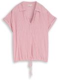 Tom Tailor - Losvallende blouse met streepjespatroon - Maat 46 - cozy pink white stripe