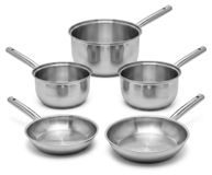Fackelmann Rhona Lot de 3 casseroles 18/20/22 cm et 2 poêles 24/28 cm en inox