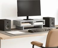 vidaXL - Support pour moniteur - 50x27x15 cm - Bois traité - Gris béton