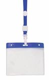 Merkloos Badgehouders - 10x - blauw - 11,2 x 58 cm - kunststof/plastic - keycord - naamkaarthouders - beurs