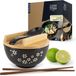 Bol Ramen Bowl Set - Bol Ramen - 600 ml - 15 cm Ø - Ensemble de bols ramen noirs pour 1 personne - Bol à soupe et à sushi - Avec baguettes, couvercle et cuillère