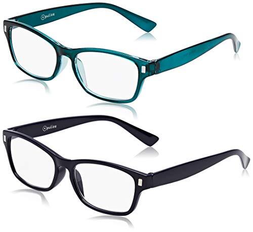 The Reading Glasses The Reading Glasses Company De leesbril bedrijf lezer waarde 2-pack heren vrouwen RR77-3Q +2, 50, donkerblauw/aquamarijn, 2 stuks