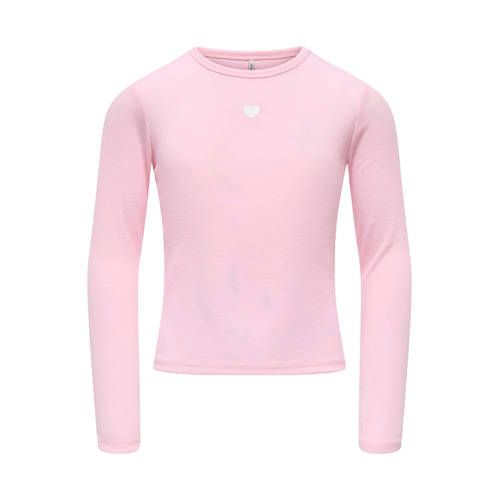 ONLY KIDS ONLY GIRL aansluitende longsleeve met borduursels en print - roze