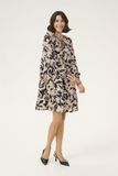 KAFFE Damesjurk Paco Driekwart Mouw Kort Beige Zwart Perzik Dierenprint Polyester Met Strik Casual Lente/Zomer 34