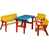 dobar Kinderzitset met kindertafel, kinderzitbank en tweemaal kinderstoel, meerkleurig