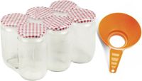 Merkloos Confituurtrechter met weckpotten set - 6x potje - 720 ml - schroefdeksel