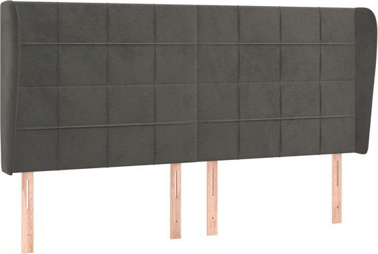 vidaXL Hoofdbord met randen 203x23x118/128 cm fluweel donkergrijs