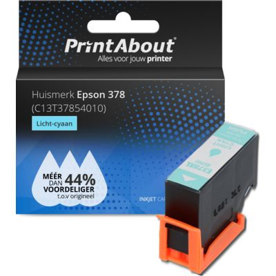 PrintAbout Huismerk Epson 378 (C13T37854010) Inktcartridge Licht-cyaan