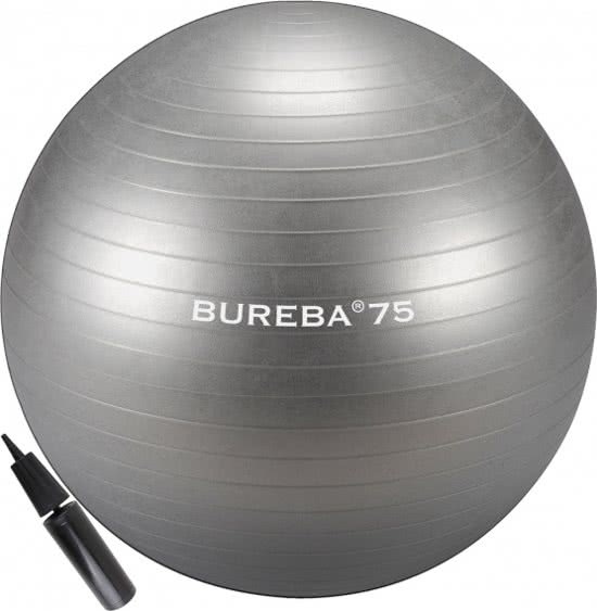 Trendy sport Professionele Gymnatiekbal - Fitnessbal - Bureba - Ã˜ 75 cm - Zilver/Grijs - 500 kg belastbaar - Tuv/GS getest + sportandmore pompje