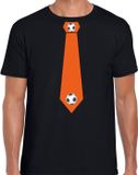 Bellatio Decorations Shoppartners Bv Zwart fan t-shirt voor heren - oranje voetbal stropdas - Holland / Nederland supporter - EK/ WK shirt / outfit L