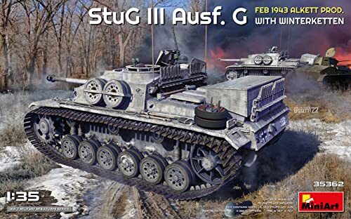 MiniArt Miniart-35362 StuG III Ausf. G Feb 1943 Alkett Prod. met winterketting, schaal 1:35, modelkit, model van kunststof, modelbouw, MA35362