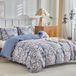TRANKIELO® - Set de literie 220 x 240 cm - Microfibre - Paisley Bleu - Taies d'oreiller incluses 80 x 80 cm