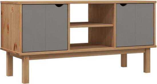 vidaXL - Tv-meubel - OTTA - 113,5x43x57 cm - massief grenenhout - bruin en grijs