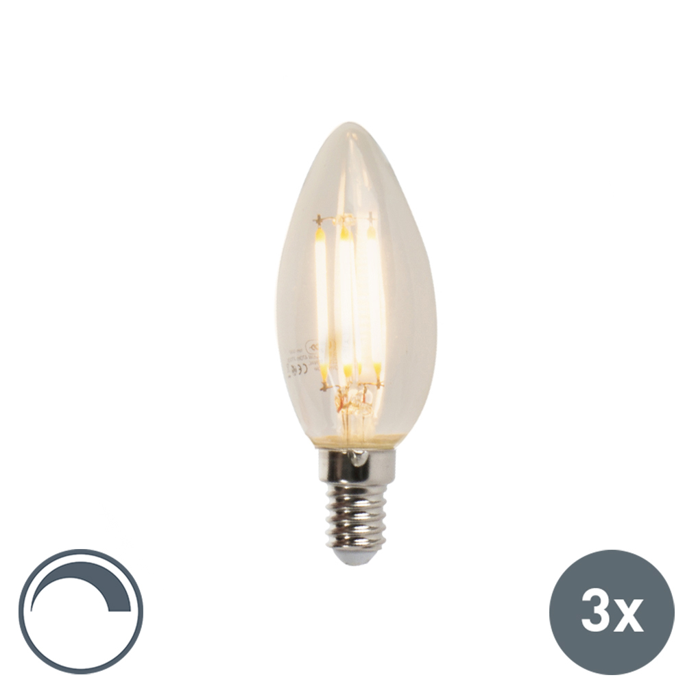 LUEDD Set van 3 LED E14 dimbare kaarslampen B35 5W 470lm 2700K