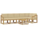 vidaXL - Buiten - bank - set - 7 - st - Wit - en - Beige - Polyester
