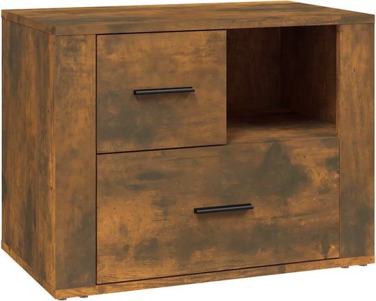 vidaXL Nachtkastje 60x36x45 cm bewerkt hout gerookt eikenkleurig