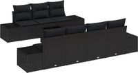 vidaXL Tuinbank Set 8-delig Zwart Polyrattan