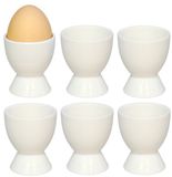 Bellatio Design Eierdopjes Basic - set van 6x - wit - porselein - 5 x 6 cm - voor ontbijt/brunch/pasen