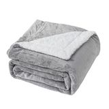 Good Nite Omkeerbare sherpa-fleecedeken, pluizige polyester deken, zachte warme beddeken voor thuis en op reis, eenheidsmaat, 130 x 150 cm (grijs, eenpersoons)