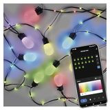 EMOS - Smart partylichtketting, 15 stuks RGB-lampen - WiFi-buitenlichtketting RGBIC-kleurenspectrum, dimbaar - mobiele telefoonapp, spraakassistenten - LED-lichtketting voor huis en tuin, waterdicht