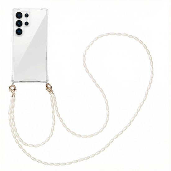 imoshion Backcover met koord + armband - Parels voor de Samsung Galaxy S25 Ultra - Transparant