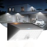 Smiling Shark WL-06L Solarlampen voor buiten, met bewegingsmelder, dubbele functie, led-wandlamp, 4 modi, IP65 waterdicht, superhelder, koudwit, voor tuin, terras, garage, 1 stuk