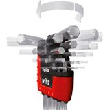 Wiha Set inbussleutels in ErgoStar-houder met MagicRing® zeshoekige kogelkop, 10 stuks, in mat chroom (37351)