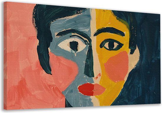 Merkloos / Sans marque Abstract Canvas Wall Art - 60x40cm - Blue, Yellow, Pink, Red, Black - Rectangular - No Frame
