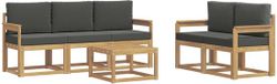 vidaXL - Salon de jardin - 4 places assises - Bois d'acacia - Blanc et anthracite