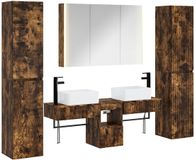 vidaXL Badkamermeubel Set 6 stuks Gerookt eiken Bewerkt hout en glas