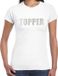 Bellatio Decorations Shoppartners Bv Glitter Topper t-shirt wit met steentjes/ rhinestones voor dames - Glitter kleding/ foute party outfit XXL