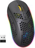 HxSJ T90 2.4G Souris de jeu sans fil - Bluetooth - Éclairage RVB - Noir