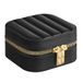 SONGMICS HOME Boîte à bijoux de voyage, avec miroir, 10,5 x 11,2 x 6 cm | Petite mallette d'accessoires, surface en PU avec coutures, portable, fermeture éclair, idée cadeau, noir d'encre, collection ANAH JBC179B01