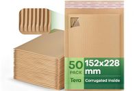 Tera Wellkarton, gevoerde verzendtassen, kraftpapier: 17,2 × 23 cm, verpakking van 50 stuks