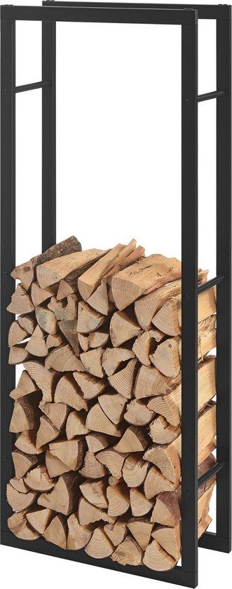 Stalen brandhout rek houtopslag 50x150x25 cm zwart
