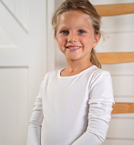 Little Label T-shirt lange mouwen Meisjes 110-116/6Y Wit 3-pack