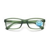 OPULIZE PEP Leesbril voor dames en heren, blauw licht, rechthoekig montuur met niet-verblindende computer- en gamingbril, uv- en overbelastingsbescherming, mat groen + 3 (1 stuk)