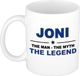 Bellatio Decorations naam cadeau mok - Joni - man myth legend - koffiemok - 300 ml - collega - vaderdag