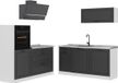 Vicco Complete keukeneenheid R-Line, Antraciet landelijk/Wit, 160 cm marmer werkblad