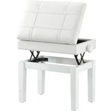 HOMCOM Pianobank - Bekleding van synthetisch PU-leer - 63x35x56cm - Wit