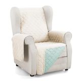 Martina Home Bankhoes gewatteerd, omkeerbaar, barnsteen, 1-zits, beige/aquamarijn
