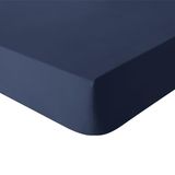ITC Essix - Tout Doux - Effen katoenen hoeslaken 180 x 200 cm Nachtblauw