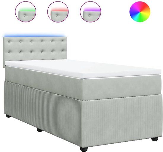 vidaXL Boxspring met matras fluweel lichtgrijs 80x200 cm