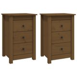VidaXL Nachtkastjes 2 stuks Grenenhout Honingbruin 40x35x61,5 cm
