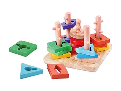 Teorema Giocattoli - Geometrische stapelaar van hout educatief spel Montessori 40547