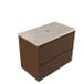 Saniclass Holz Atelier Badkamermeubelset - 80x45x63cm - Travertine natuurstenen topblad - 1 kraangat - 2 lades - mat walnut pure (hout) SW1420803/SW1242428